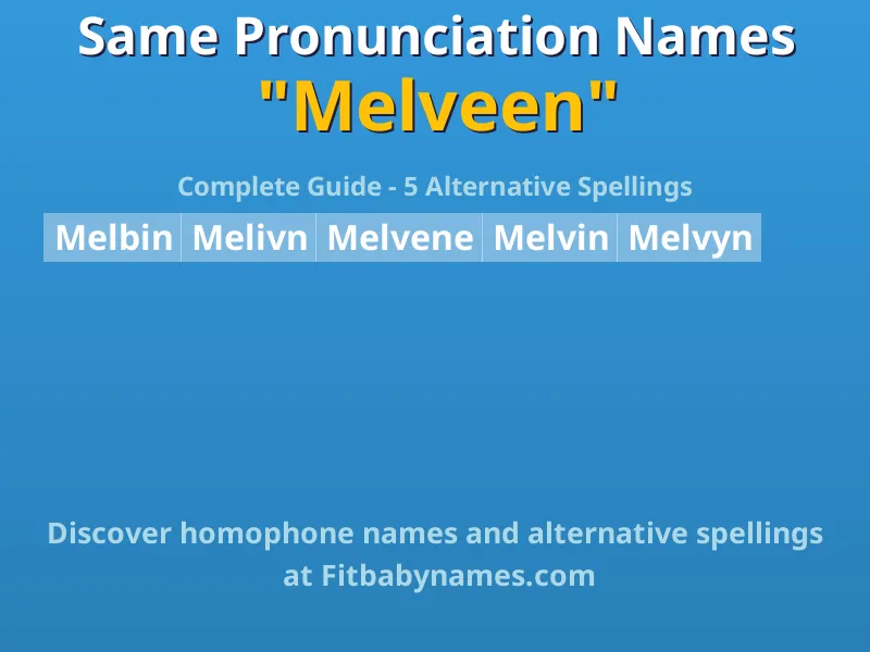 Infographic: Melveen same pronunciation names, similar names, and homophone names