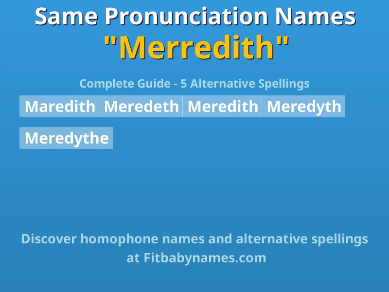Infographic: Merredith same pronunciation names, similar names, and homophone names