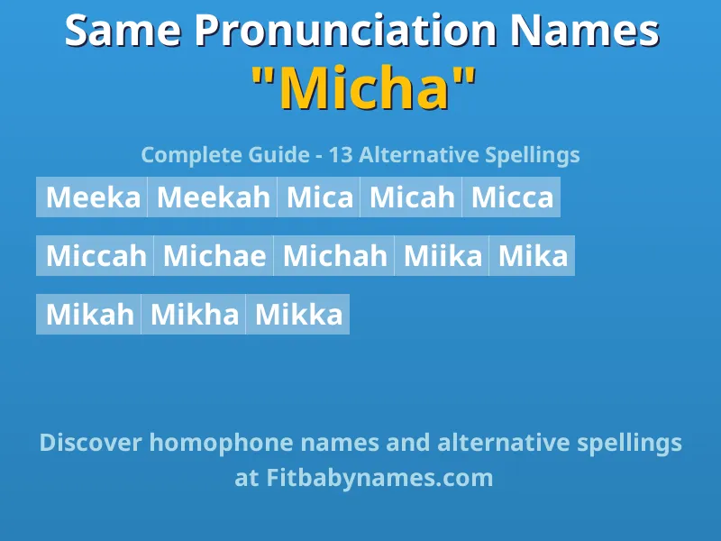 Infographic: Micha same pronunciation names, similar names, and homophone names