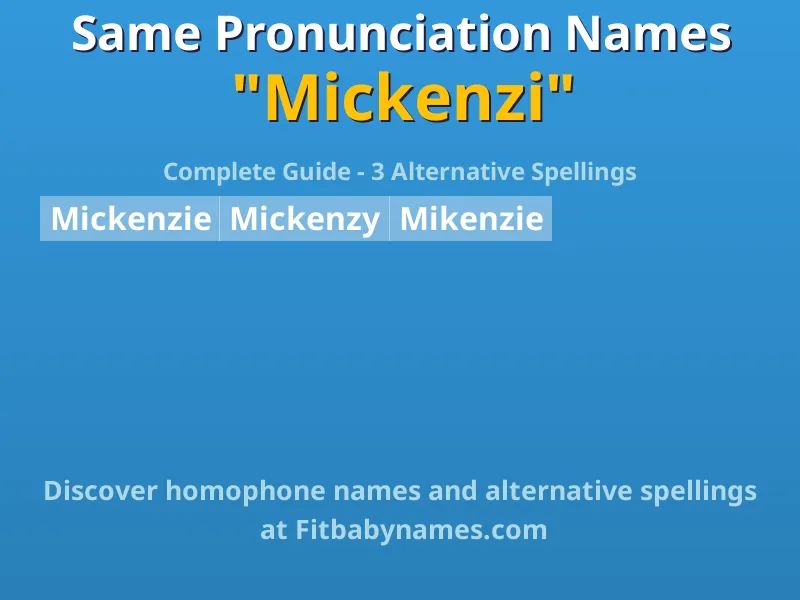 Infographic: Mickenzi same pronunciation names, similar names, and homophone names