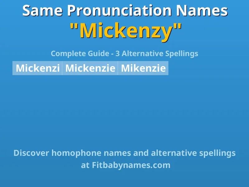 Infographic: Mickenzy same pronunciation names, similar names, and homophone names