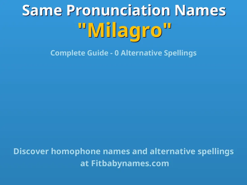 Infographic: Milagro same pronunciation names, similar names, and homophone names