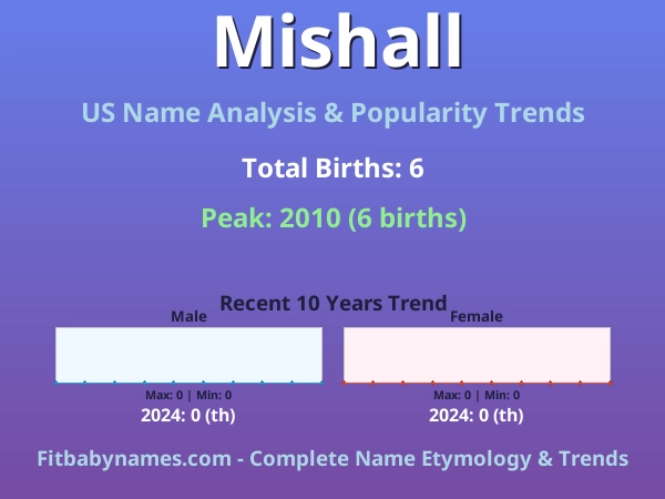 Infographic: Mishall name meaning, origin, and popularity trends in the United States (US baby name analysis chart)