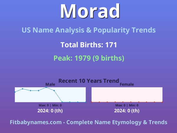 Infographic: Morad name meaning, origin, and popularity trends in the United States (US baby name analysis chart)