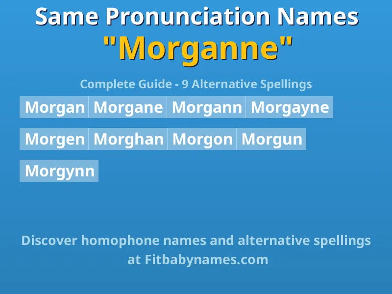 Infographic: Morganne same pronunciation names, similar names, and homophone names