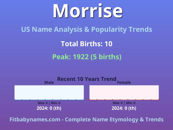 Infographic: Morrise name meaning, origin, and popularity trends in the United States (US baby name analysis chart)