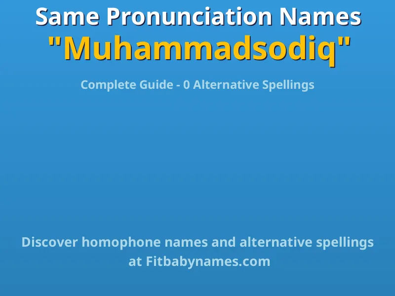Infographic: Muhammadsodiq same pronunciation names, similar names, and homophone names
