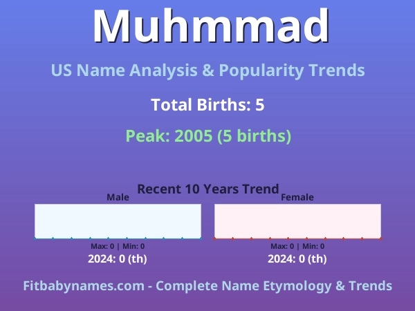 Infographic: Muhmmad name meaning, origin, and popularity trends in the United States (US baby name analysis chart)