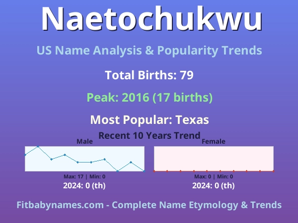 Infographic: Naetochukwu name meaning, origin, and popularity trends in the United States (US baby name analysis chart)