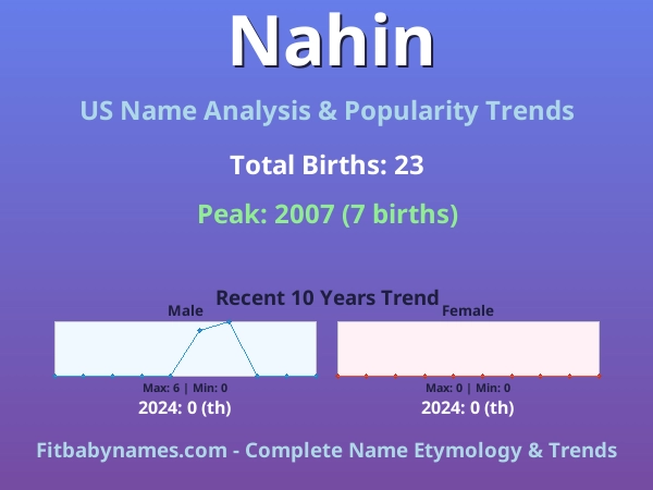 Infographic: Nahin name meaning, origin, and popularity trends in the United States (US baby name analysis chart)