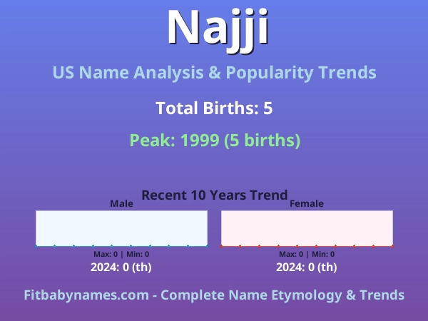 Infographic: Najji name meaning, origin, and popularity trends in the United States (US baby name analysis chart)