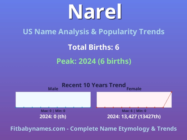 Infographic: Narel name meaning, origin, and popularity trends in the United States (US baby name analysis chart)