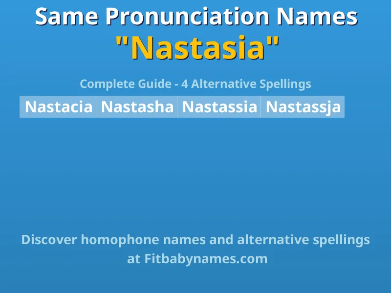 Infographic: Nastasia same pronunciation names, similar names, and homophone names