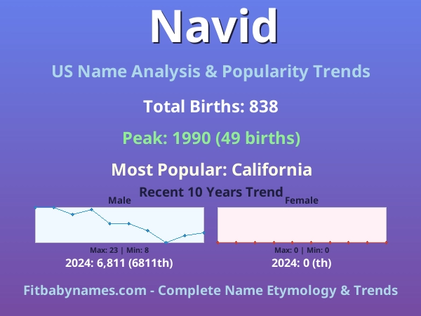 Infographic: Navid name meaning, origin, and popularity trends in the United States (US baby name analysis chart)