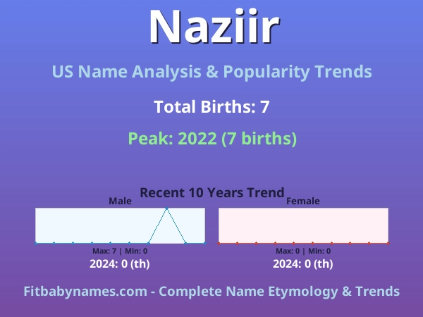 Infographic: Naziir name meaning, origin, and popularity trends in the United States (US baby name analysis chart)
