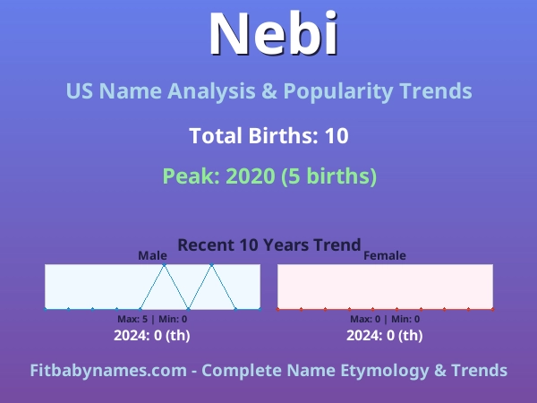 Infographic: Nebi name meaning, origin, and popularity trends in the United States (US baby name analysis chart)