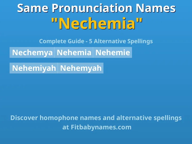 Infographic: Nechemia same pronunciation names, similar names, and homophone names