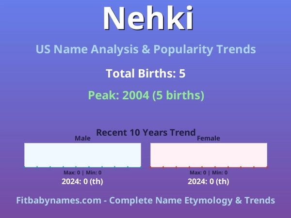 Infographic: Nehki name meaning, origin, and popularity trends in the United States (US baby name analysis chart)