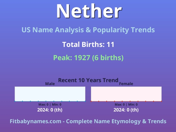 Infographic: Nether name meaning, origin, and popularity trends in the United States (US baby name analysis chart)