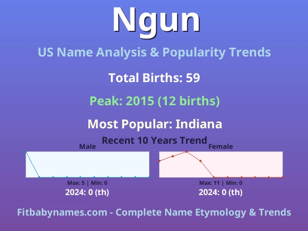 Infographic: Ngun name meaning, origin, and popularity trends in the United States (US baby name analysis chart)