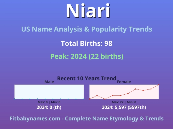Infographic: Niari name meaning, origin, and popularity trends in the United States (US baby name analysis chart)