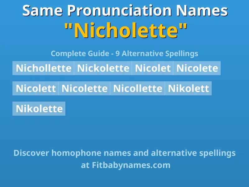 Infographic: Nicholette same pronunciation names, similar names, and homophone names