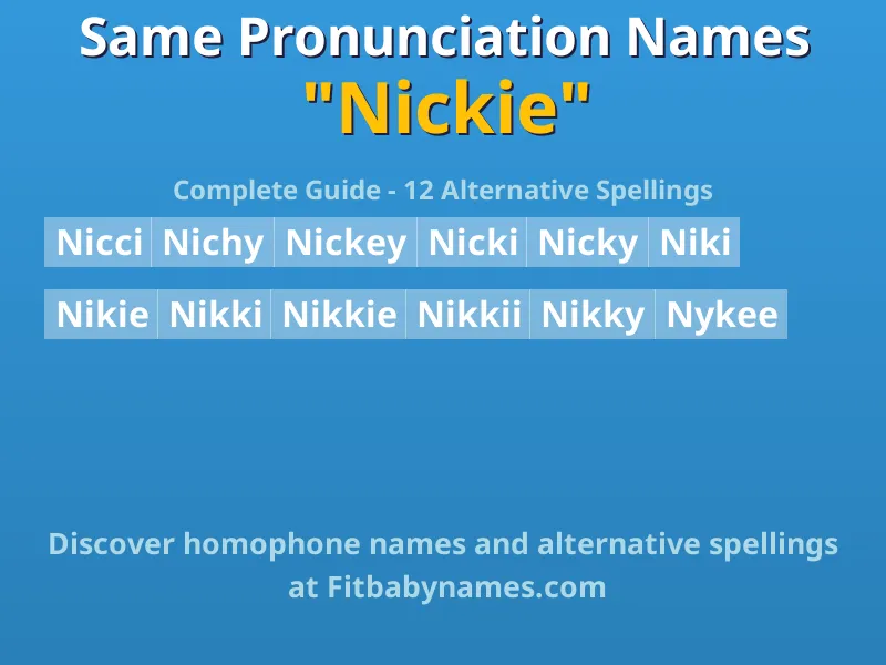 Infographic: Nickie same pronunciation names, similar names, and homophone names