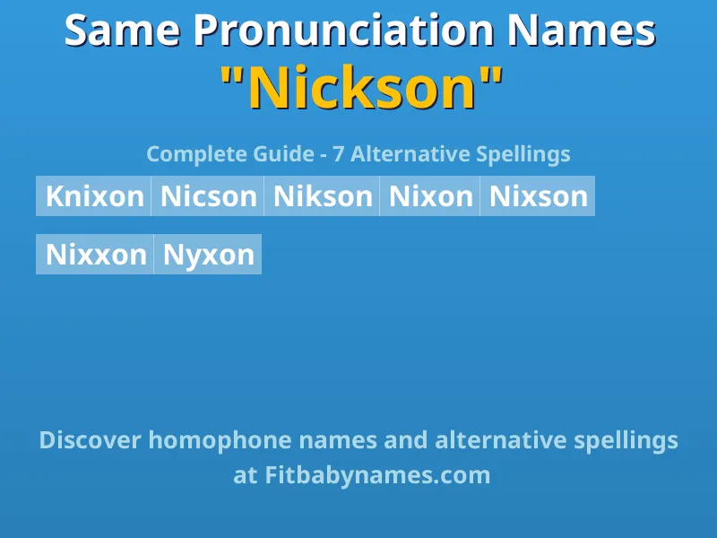 Infographic: Nickson same pronunciation names, similar names, and homophone names