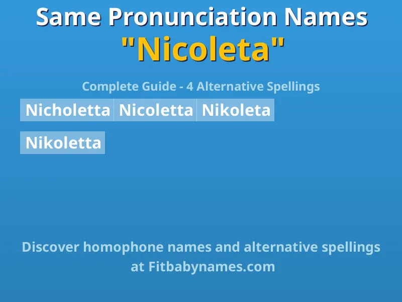 Infographic: Nicoleta same pronunciation names, similar names, and homophone names
