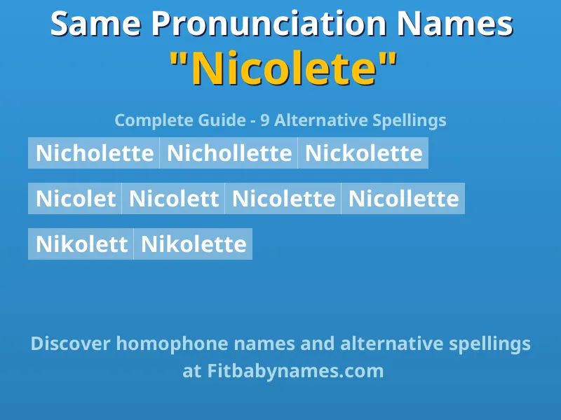 Infographic: Nicolete same pronunciation names, similar names, and homophone names