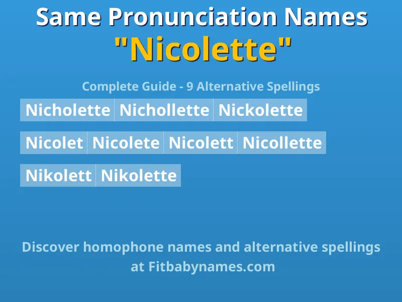 Infographic: Nicolette same pronunciation names, similar names, and homophone names