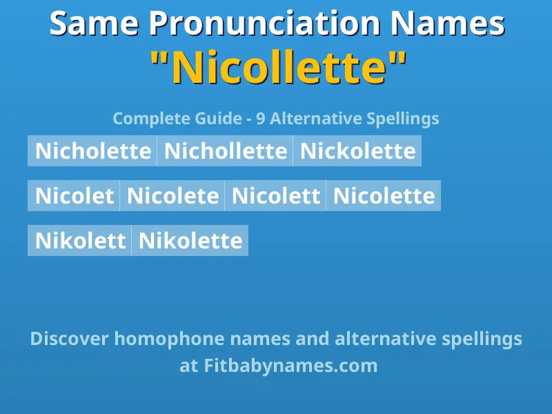 Infographic: Nicollette same pronunciation names, similar names, and homophone names