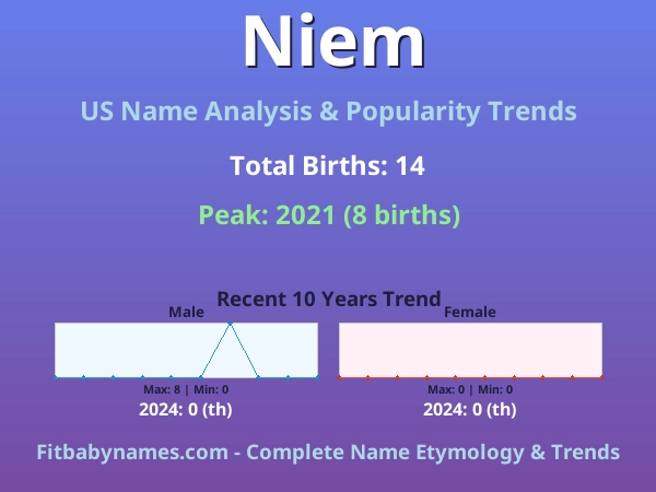 Infographic: Niem name meaning, origin, and popularity trends in the United States (US baby name analysis chart)