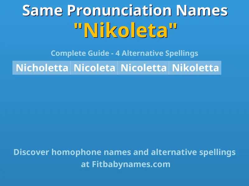 Infographic: Nikoleta same pronunciation names, similar names, and homophone names