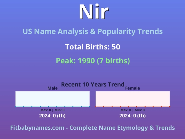 Infographic: Nir name meaning, origin, and popularity trends in the United States (US baby name analysis chart)