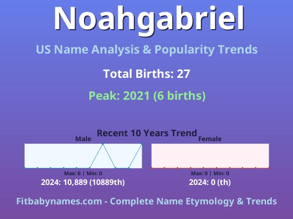 Infographic: Noahgabriel name meaning, origin, and popularity trends in the United States (US baby name analysis chart)