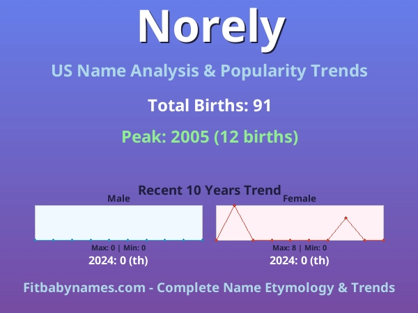 Infographic: Norely name meaning, origin, and popularity trends in the United States (US baby name analysis chart)