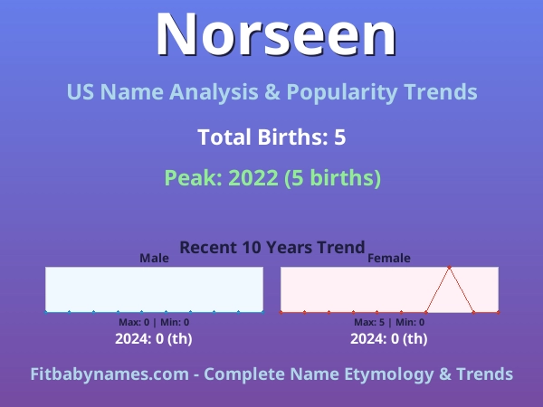 Infographic: Norseen name meaning, origin, and popularity trends in the United States (US baby name analysis chart)