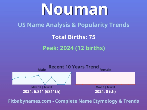 Infographic: Nouman name meaning, origin, and popularity trends in the United States (US baby name analysis chart)