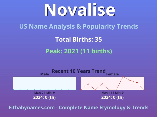 Infographic: Novalise name meaning, origin, and popularity trends in the United States (US baby name analysis chart)
