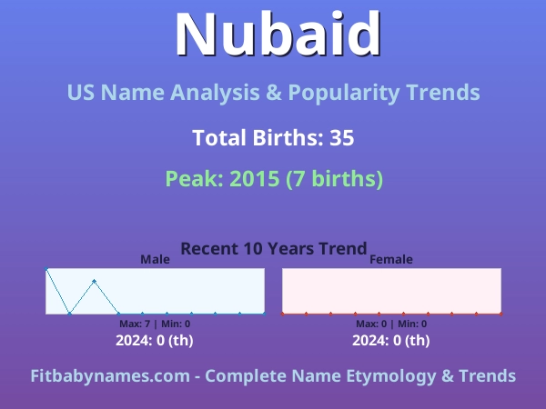 Infographic: Nubaid name meaning, origin, and popularity trends in the United States (US baby name analysis chart)