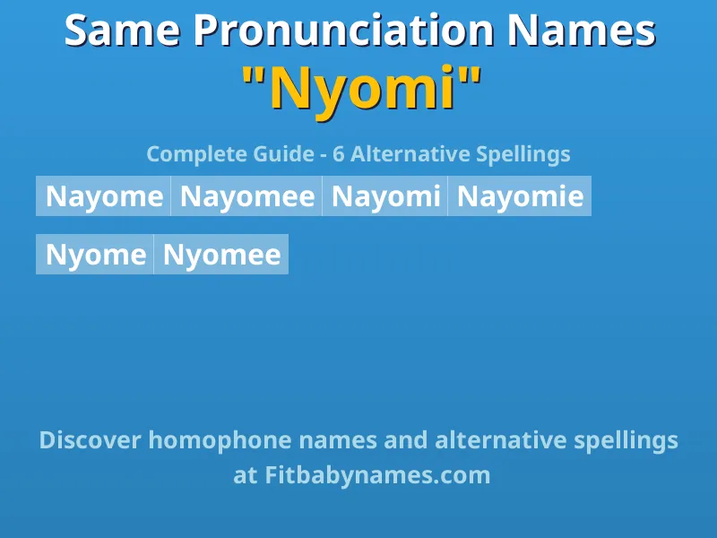 Infographic: Nyomi same pronunciation names, similar names, and homophone names