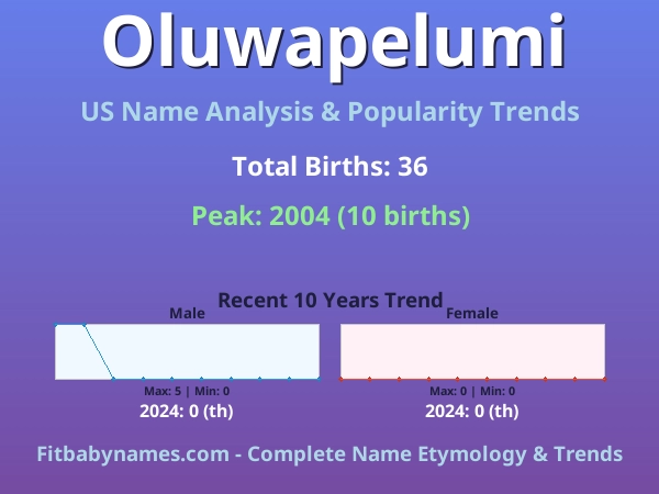 Infographic: Oluwapelumi name meaning, origin, and popularity trends in the United States (US baby name analysis chart)