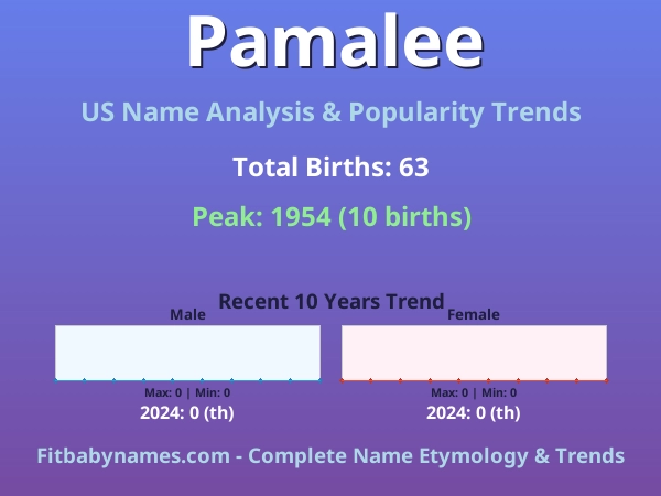 Infographic: Pamalee name meaning, origin, and popularity trends in the United States (US baby name analysis chart)