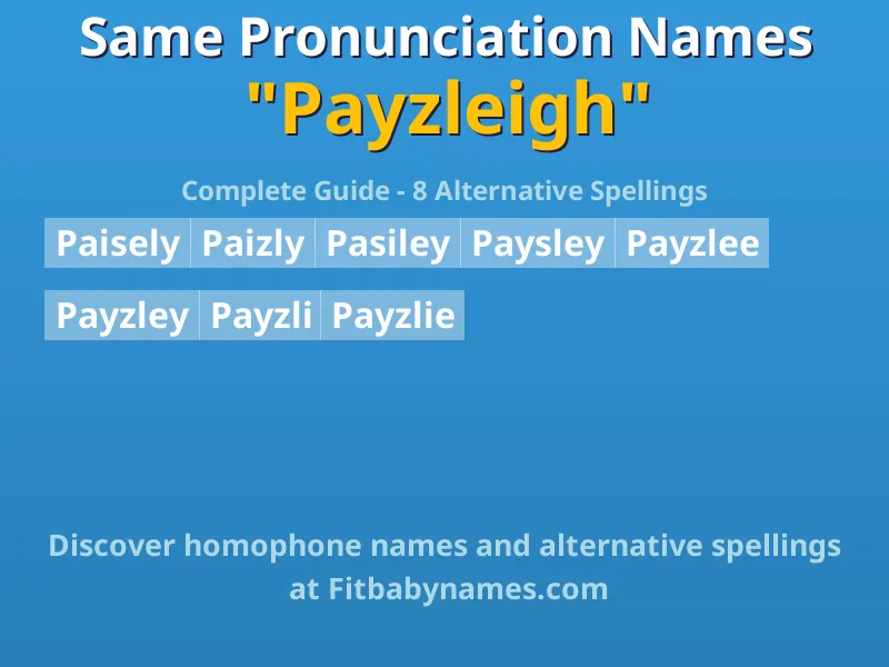 Infographic: Payzleigh same pronunciation names, similar names, and homophone names