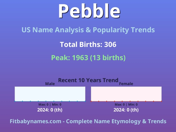 Infographic: Pebble name meaning, origin, and popularity trends in the United States (US baby name analysis chart)