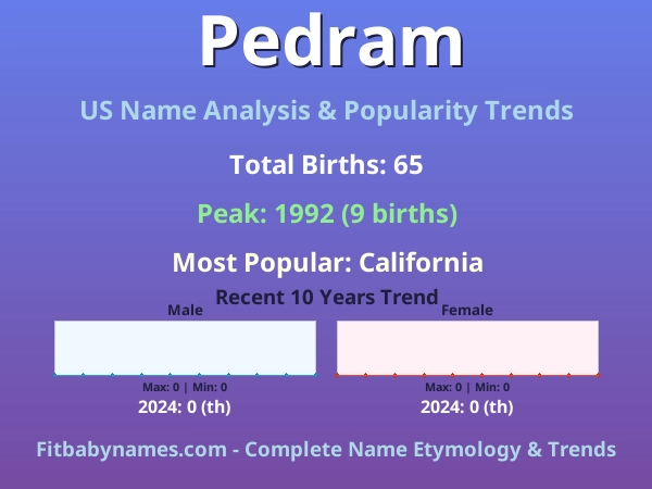 Infographic: Pedram name meaning, origin, and popularity trends in the United States (US baby name analysis chart)