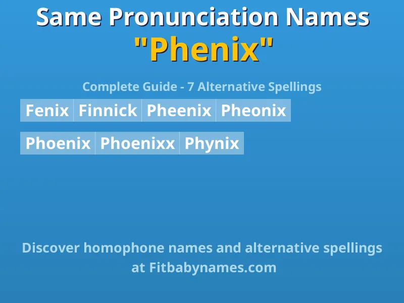 Infographic: Phenix same pronunciation names, similar names, and homophone names