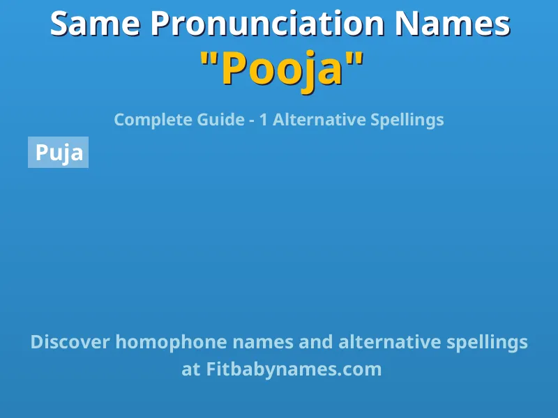 Infographic: Pooja same pronunciation names, similar names, and homophone names