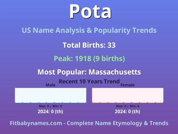 Infographic: Pota name meaning, origin, and popularity trends in the United States (US baby name analysis chart)